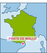 A map with a dot showing Prats De Mollo